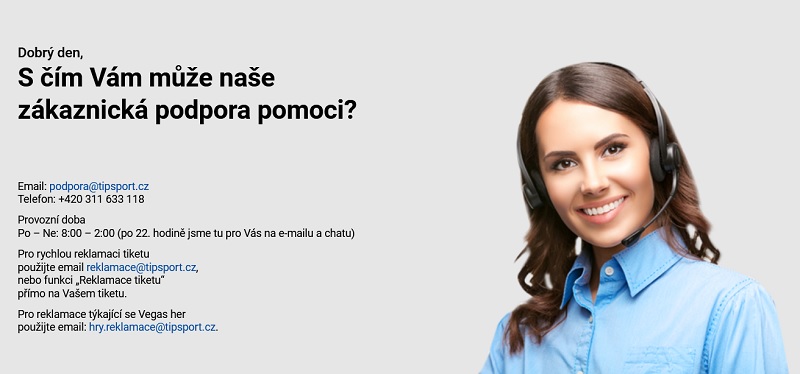 Kontaktní údaje podpory Tipsportu