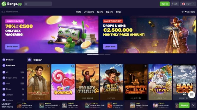 Bongo.gg casino náhled