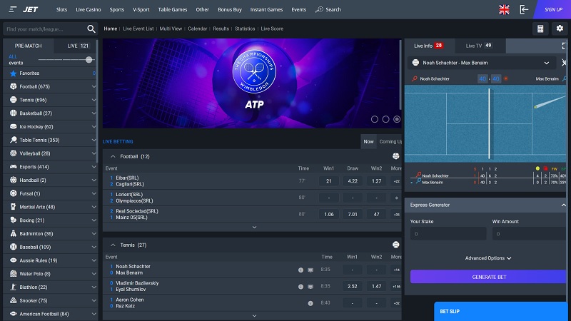 Casa de apuestas online JET