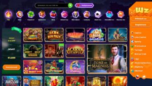 Náhled webových stránek online casina Wazamba