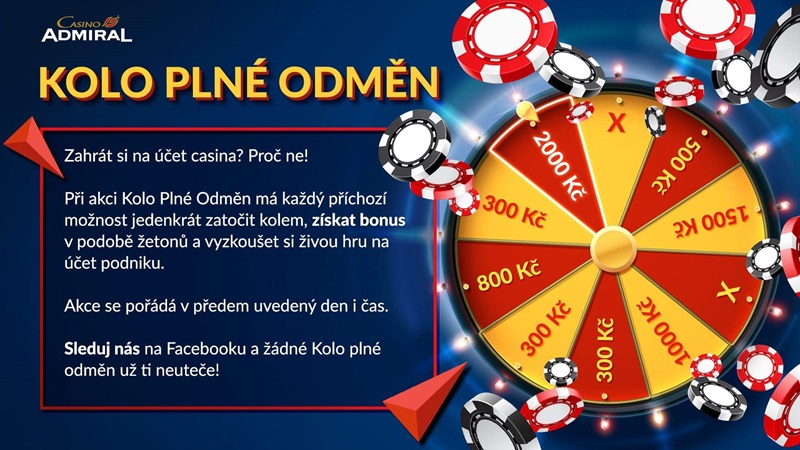 Kolo plné odměn v kasinech Admiral