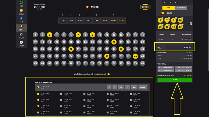 Loterie Fortuna 20z80 - návod na online sázku
