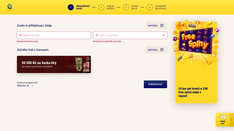 Sazka Hry registrace