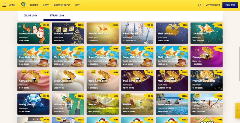 Nabídka stíracích losů od Sazky