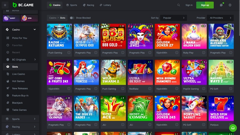 BC.GAME casino automaty