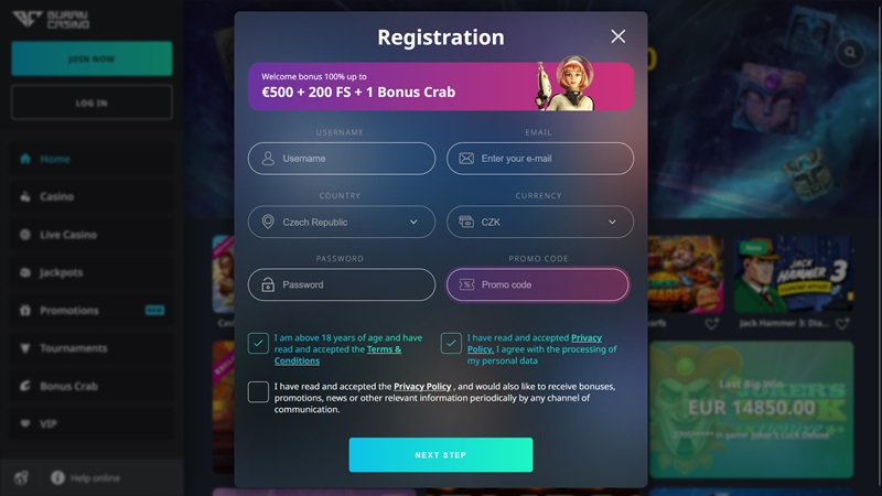 BuranCasino Registrierung