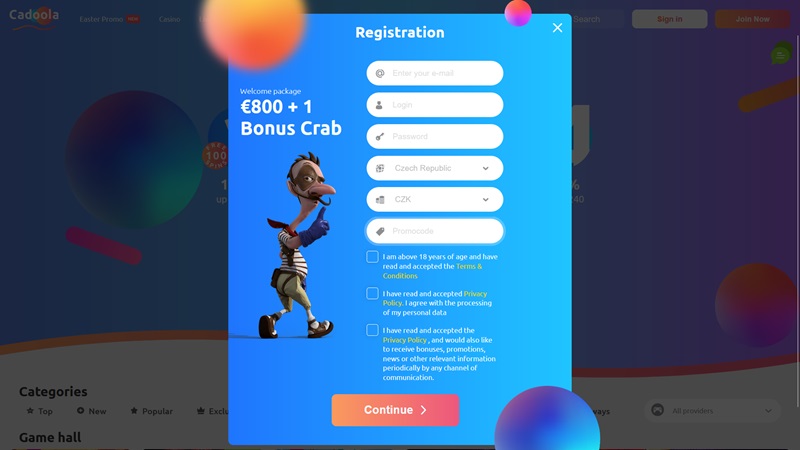 Cadoola casino registrace