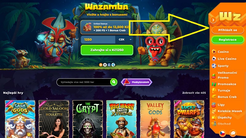 Wazamba casino přihlášení