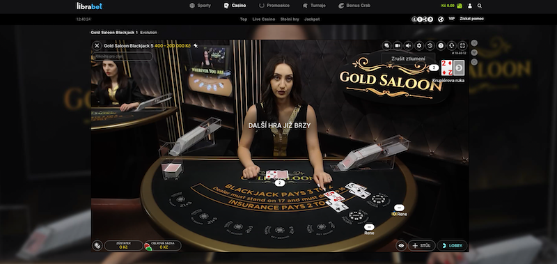 Blackjack v live sekci casina LibraBet