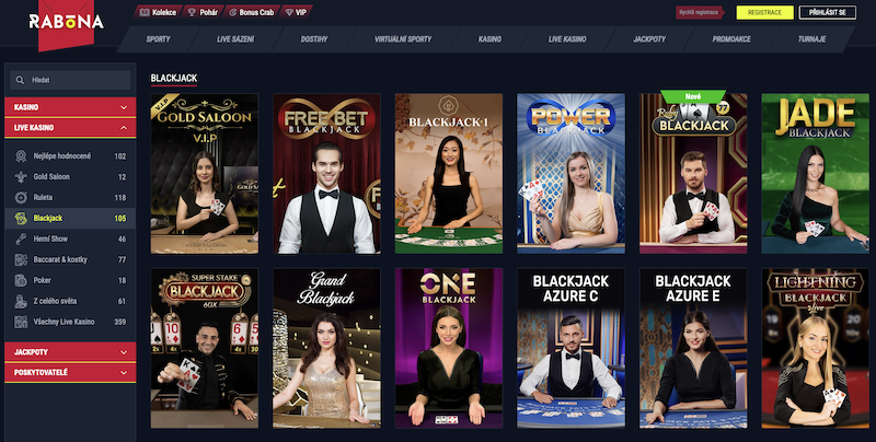 Blackjack v casinu Rabona
