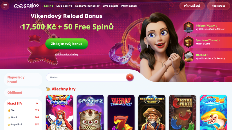 Webové stránky Casino Infinity