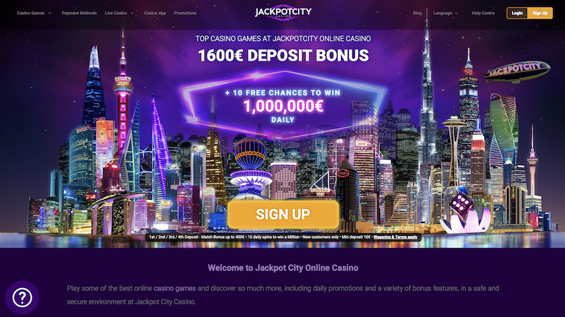 Domovská stránka online casina Jackpot City Casino