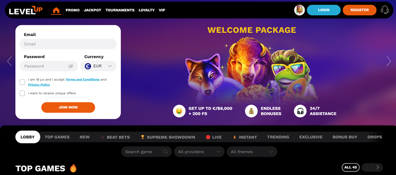 LevelUp uvodni stranka