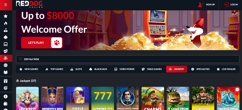 Red Dog casino main page