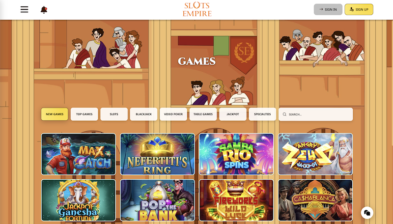 Nabídka her v online casinu Slots Empire