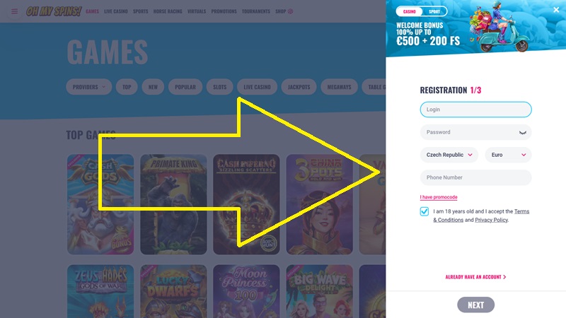 Oh My Spins registration