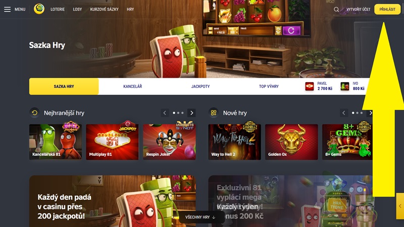 Sazka Hry přihlášení