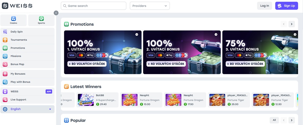 Weiss casino homepage