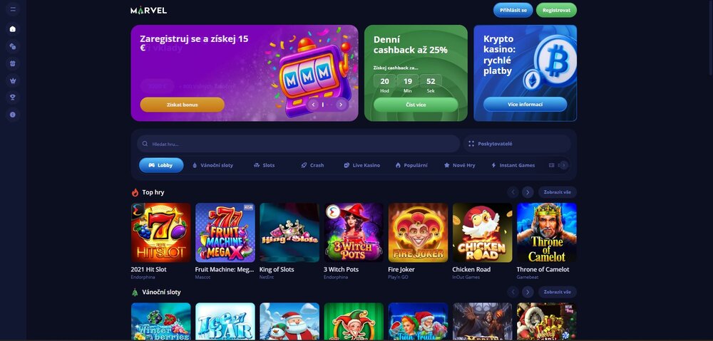 marvel casino úvodní stránka