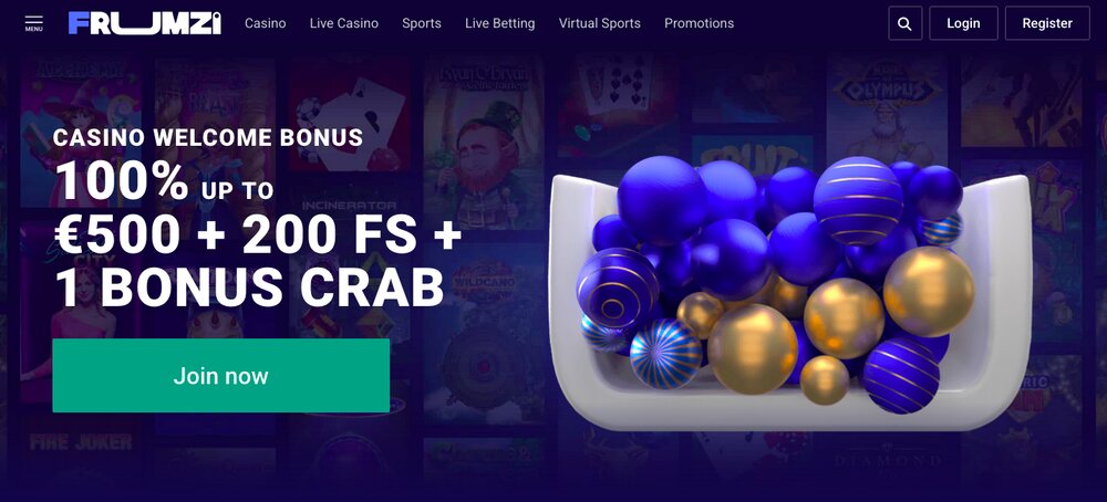 Frumzi casino homepage