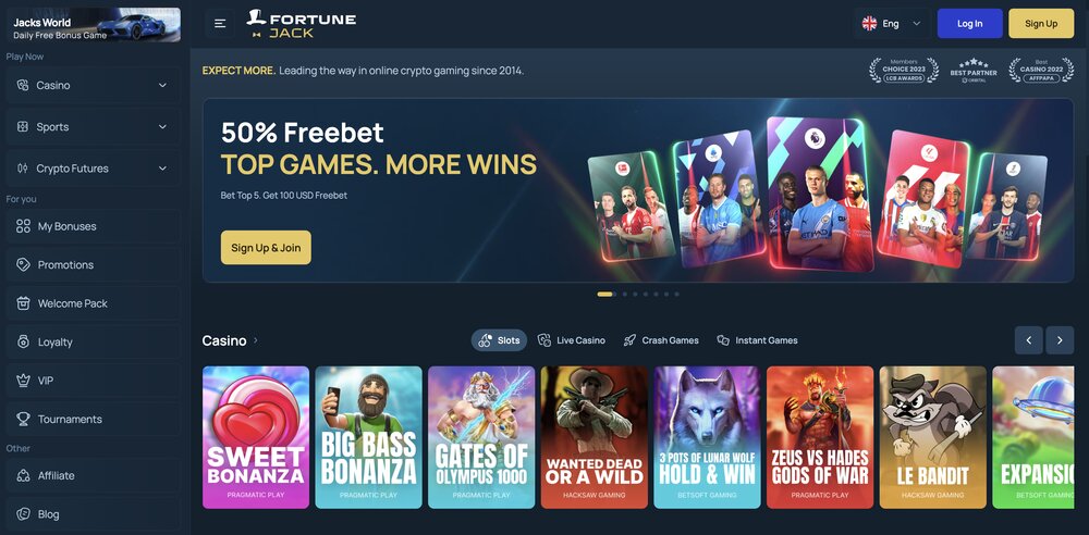 FortuneJack casino homepage