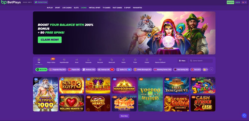 Página de inicio del casino BetPlays