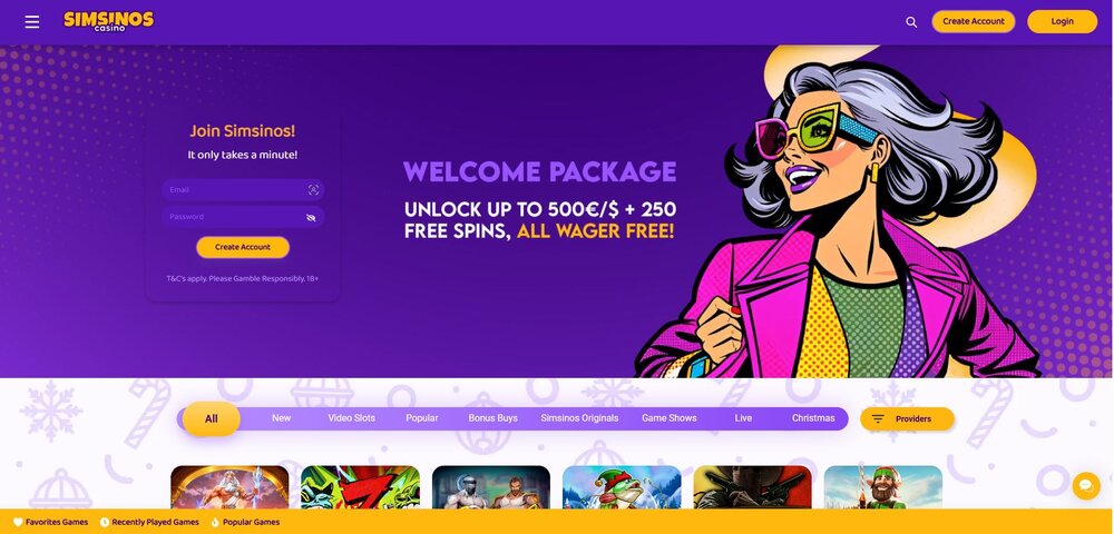simsinos casino úvodní strana