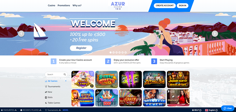 Azur Casino úvodní casino
