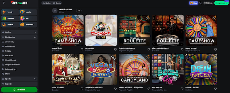 Game Shows v online casinu BetOnRed