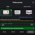 BetOnRed vklad a výběr peněz