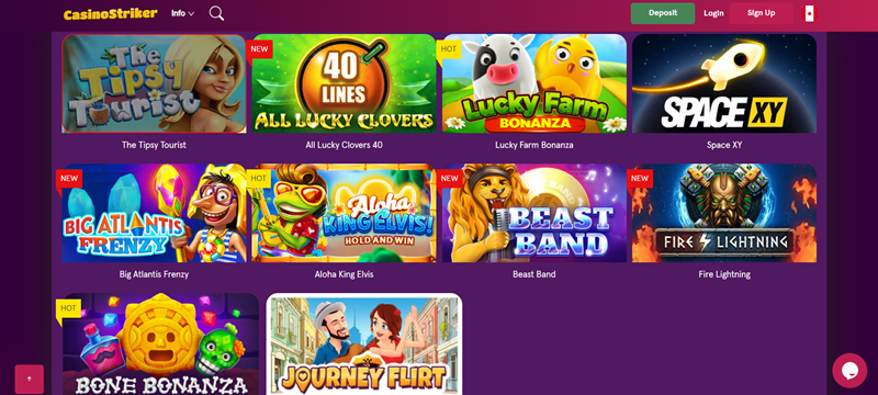 CasinoStriker úvodní stránka