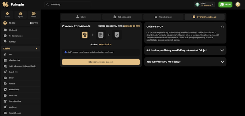 Fairspin – ověření totožnosti
