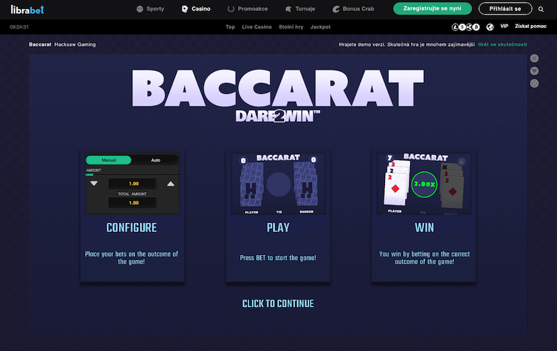 Baccarat v casinu LibraBet