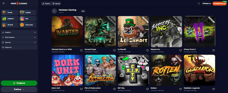 Hry od herního vývojáře Hacksaw Gaming v casinu NineCasino