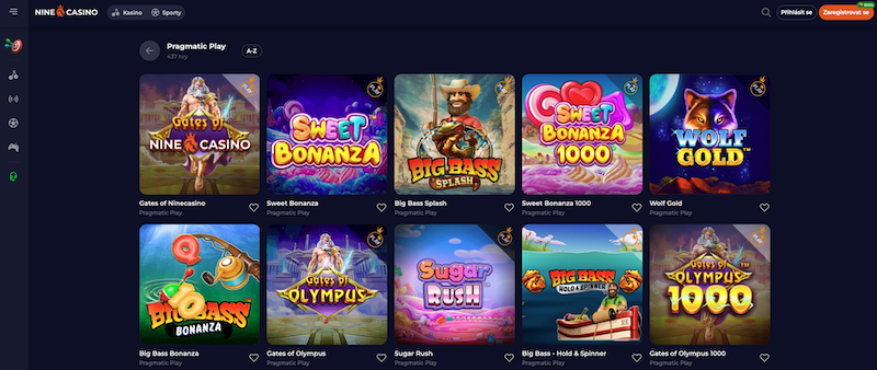 Hry od vývojáře Pragmatic Play v online casinu NineCasino