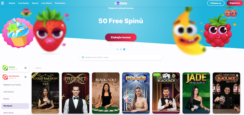 The blackjack offer at Nomini online casino is really wide