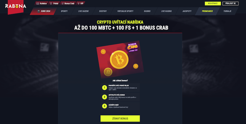 Crypto uvítací bonus v online casinu Rabona