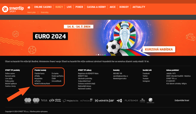 SYNOTtip offers two payment methods for withdrawals