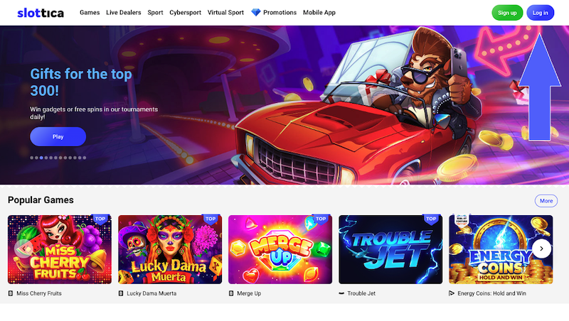 Slottica – přihlášení do hráčského účtu