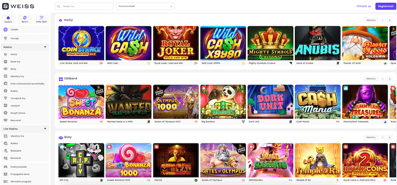 Nejoblíbenější hry v online casinu Weiss