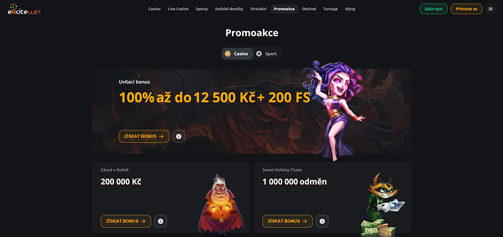 Excitewin bonusy [Přehled TOP bonusů]