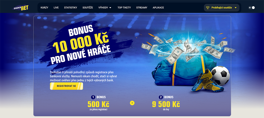 Sazkabet bonus – 10 000 Kč [z toho 500 Kč zdarma]
