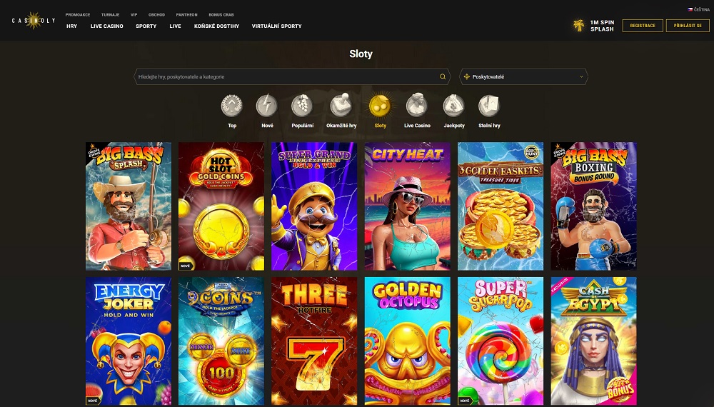 Náhled top slotů v online casinu Casinoly