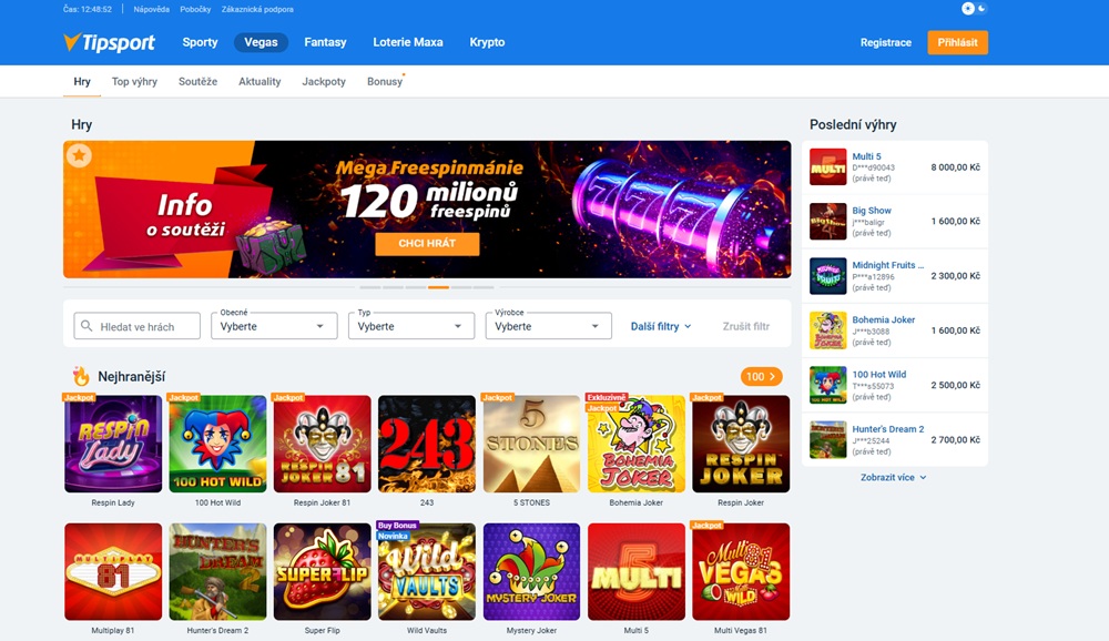 tipsport automaty zdarma úvodní