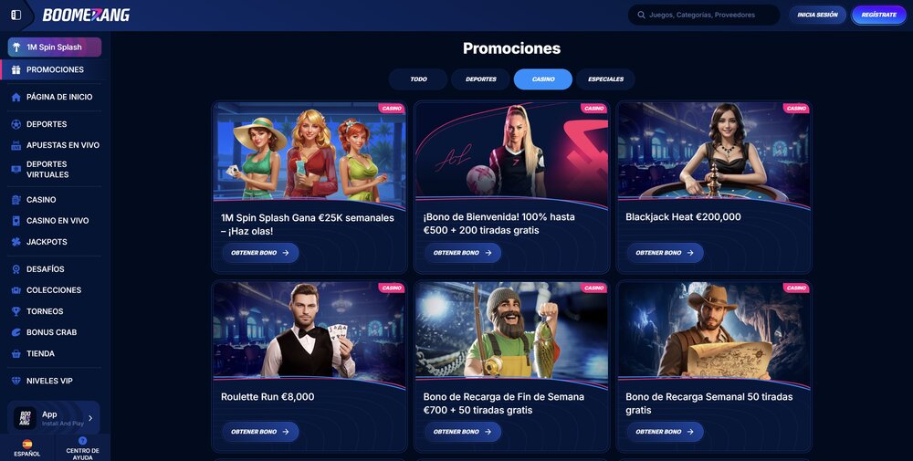 Boomerang Bet promociones