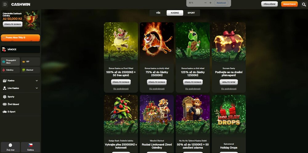 cashwin nabídka bonusů