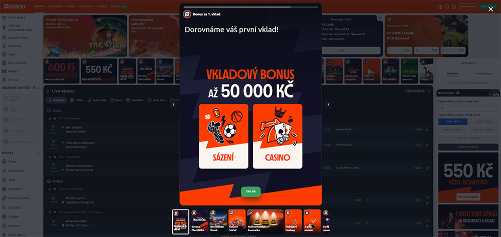 Betano - bonus k prvnímu vkladu