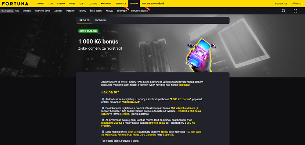 Fortuna casino bonus za registraci