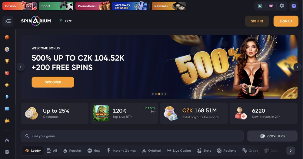 Spinarium casino homepage
