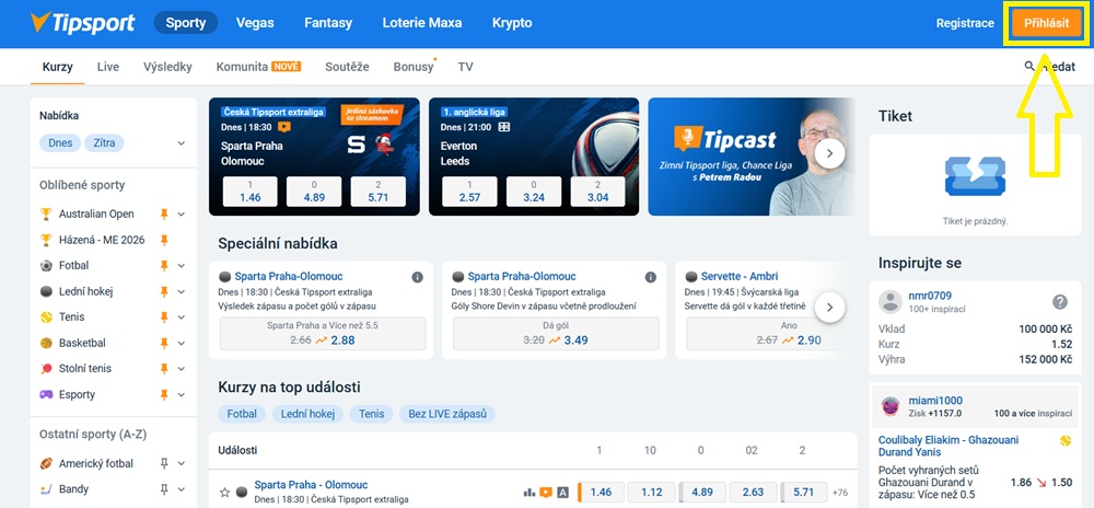 tipsport login úvodní